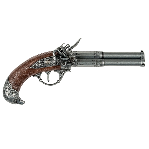 Revolving 3 Barrel Flintlock Pistol, France 18Th. C.