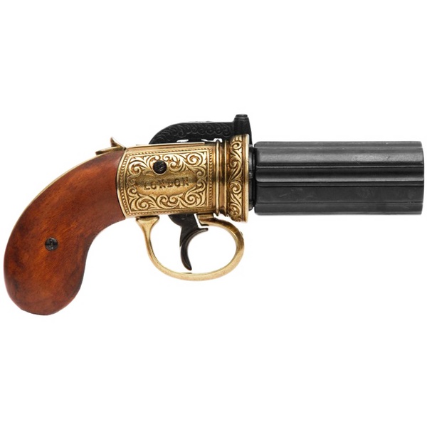 6 Barrels Pepper-Box Revolver (1840) Brass Trim
